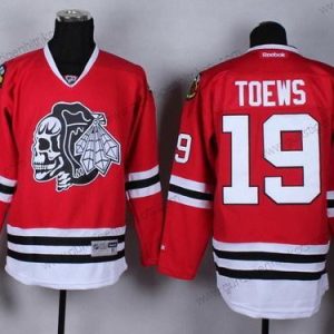 Herren Chicago Blackhawks #19 Jonathan Toews With Skulls Trikots – Rot Schwarz