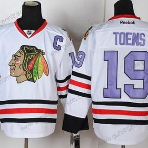 Herren Chicago Blackhawks #19 Jonathan Toews With Trikots – Weiß Lila