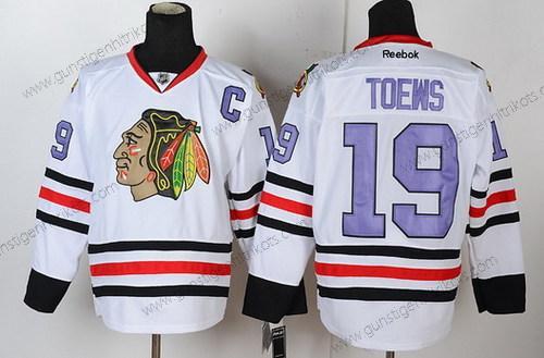 Herren Chicago Blackhawks #19 Jonathan Toews With Trikots – Weiß Lila