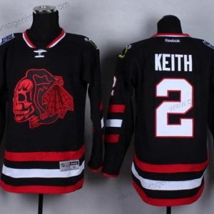 Herren Chicago Blackhawks #2 Duncan Keith 2014 Stadium Series With Skulls Trikots – Schwarz Rot