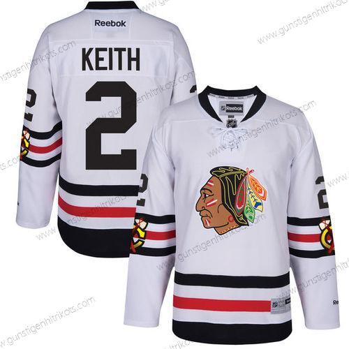 Herren Chicago Blackhawks #2 Duncan Keith 2017 Winter Klassisch Strickerei NHL Retro Hockey Trikots – Weiß