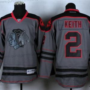 Herren Chicago Blackhawks #2 Duncan Keith Charcoal Trikots – Grau