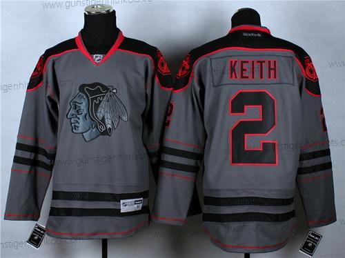 Herren Chicago Blackhawks #2 Duncan Keith Charcoal Trikots – Grau