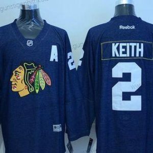 Herren Chicago Blackhawks #2 Duncan Keith Denim Fabric Trikots – Marineblau Blau