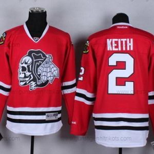 Herren Chicago Blackhawks #2 Duncan Keith With Skulls Trikots – Rot Schwarz