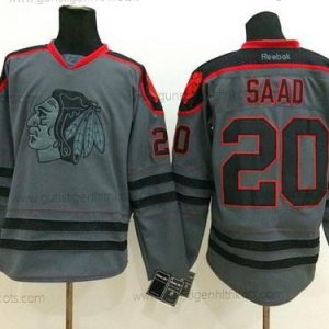 Herren Chicago Blackhawks #20 Brandon Saad Charcoal Trikots – Grau