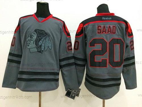 Herren Chicago Blackhawks #20 Brandon Saad Charcoal Trikots – Grau