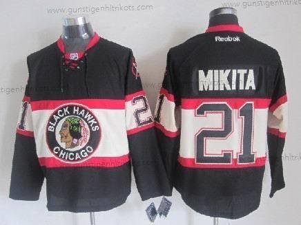 Herren Chicago Blackhawks #21 Stan Mikita Ausweichtrikot Trikots – Schwarz