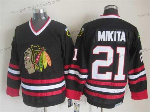 Herren Chicago Blackhawks #21 Stan Mikita CCM Vintage Trikots – Schwarz