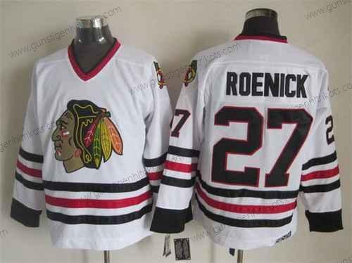 Herren Chicago Blackhawks #27 Jeremy Roenick CCM Vintage Trikots – Weiß