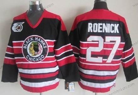 Herren Chicago Blackhawks #27 Jeremy Roenick Pinstripe 75Th Retro CCM Trikots – Schwarz