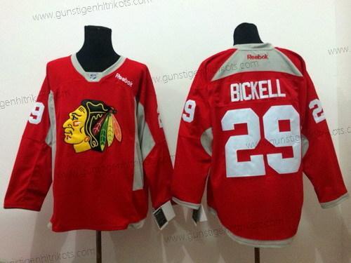 Herren Chicago Blackhawks #29 Bryan Bickell 2014 Training Trikots – Rot