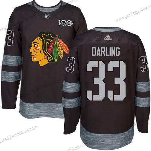 Herren Chicago Blackhawks #33 Scott Darling 1917-2017 100th Jahrestag Strickerei NHL Trikots – Schwarz