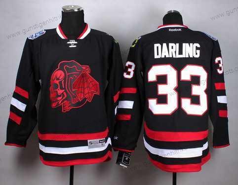 Herren Chicago Blackhawks #33 Scott Darling 2014 Stadium Series With Skulls Trikots – Schwarz Rot