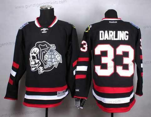 Herren Chicago Blackhawks #33 Scott Darling 2014 Stadium Series With Skulls Trikots – Schwarz