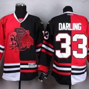 Herren Chicago Blackhawks #33 Scott Darling Two Tone With Skulls Trikots – Rot Schwarz Rot