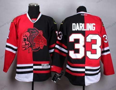 Herren Chicago Blackhawks #33 Scott Darling Two Tone With Skulls Trikots – Rot Schwarz Rot