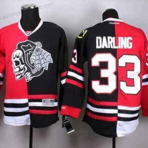 Herren Chicago Blackhawks #33 Scott Darling Two Tone With Skulls Trikots – Rot Schwarz