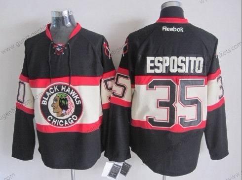 Herren Chicago Blackhawks #35 Tony Esposito Ausweichtrikot Trikots – Schwarz