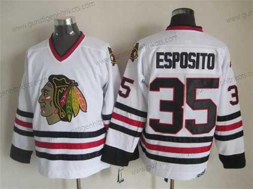 Herren Chicago Blackhawks #35 Tony Esposito CCM Vintage Trikots – Weiß