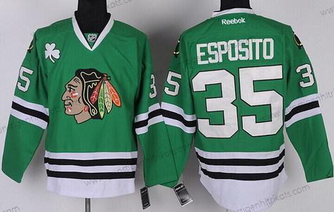 Herren Chicago Blackhawks #35 Tony Esposito Trikots – Grün