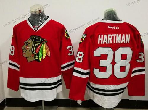 Herren Chicago Blackhawks #38 Ryan Hartman Strickerei NHL Reebok Hockey Trikots – Rot