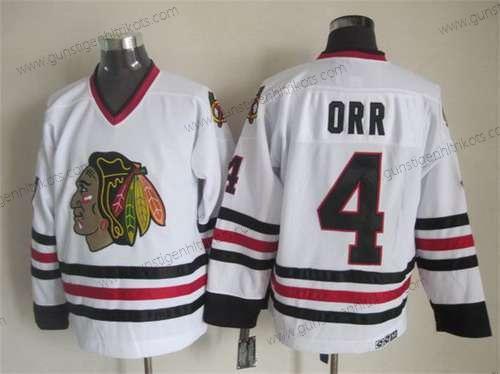 Herren Chicago Blackhawks #4 Bobby Orr CCM Vintage Trikots – Weiß