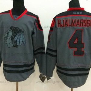 Herren Chicago Blackhawks #4 Niklas Hjalmarsson Charcoal Trikots – Grau