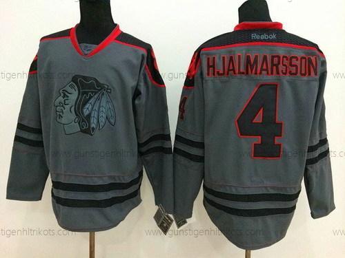 Herren Chicago Blackhawks #4 Niklas Hjalmarsson Charcoal Trikots – Grau