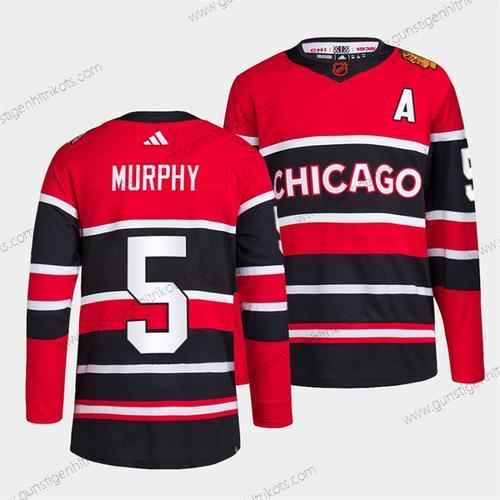 Herren Chicago Blackhawks #5 Connor Murphy 2022 Rückseite Retro Strickerei Trikots – Rot Schwarz