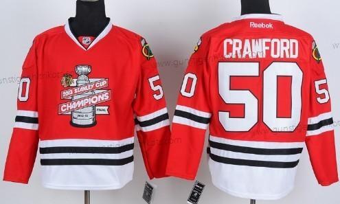 Herren Chicago Blackhawks #50 Corey Crawford 2013 Champions Commemorate Trikots – Rot