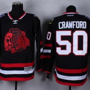 Herren Chicago Blackhawks #50 Corey Crawford 2014 Stadium Series With Skulls Trikots – Schwarz Rot