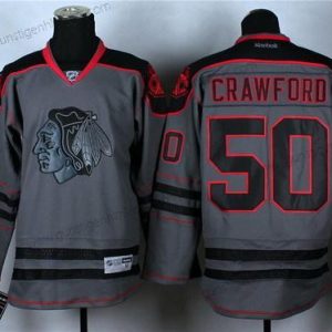 Herren Chicago Blackhawks #50 Corey Crawford Charcoal Trikots – Grau