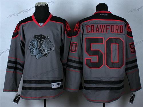 Herren Chicago Blackhawks #50 Corey Crawford Charcoal Trikots – Grau