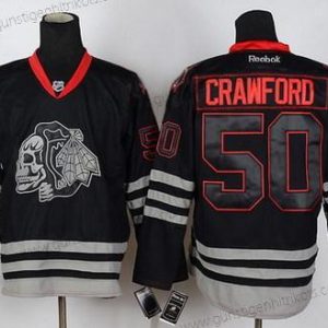 Herren Chicago Blackhawks #50 Corey Crawford Ice Skulls Trikots – Schwarz