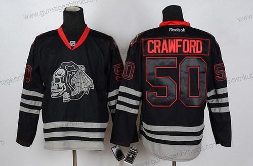 Herren Chicago Blackhawks #50 Corey Crawford Ice Skulls Trikots – Schwarz