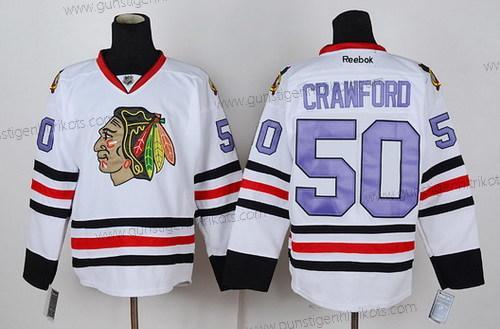 Herren Chicago Blackhawks #50 Corey Crawford With Trikots – Weiß Lila