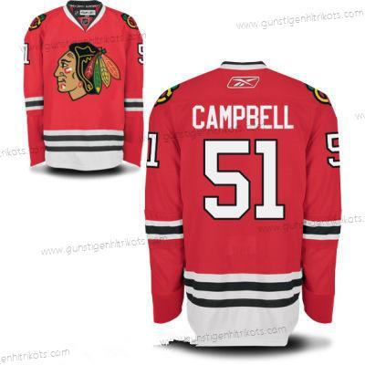 Herren Chicago Blackhawks #51 Brian Campbell Heimtrikots Hockey Strickerei NHL Trikots – Rot