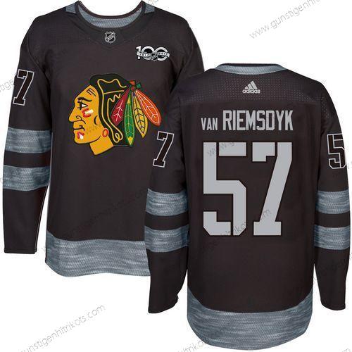 Herren Chicago Blackhawks #57 Trevor Van Riemsdyk 1917-2017 100th Jahrestag Strickerei NHL Trikots – Schwarz