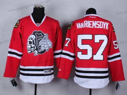 Herren Chicago Blackhawks #57 Trevor Van Riemsdyk With Skulls Trikots – Rot Schwarz