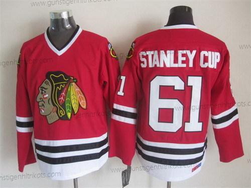 Herren Chicago Blackhawks #61 Stanley Cup Retro CCM Trikots – Rot