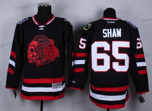 Herren Chicago Blackhawks #65 Andrew Shaw 2014 Stadium Series With Skulls Trikots – Schwarz Rot