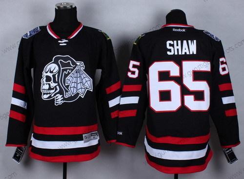 Herren Chicago Blackhawks #65 Andrew Shaw 2014 Stadium Series With Skulls Trikots – Schwarz