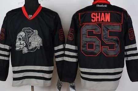 Herren Chicago Blackhawks #65 Andrew Shaw Ice Skulls Trikots – Schwarz