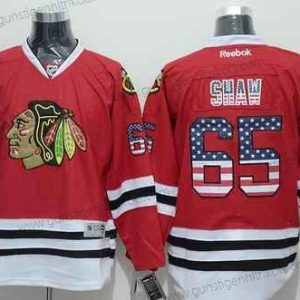 Herren Chicago Blackhawks #65 Andrew Shaw USA Flag Trikots – Rot