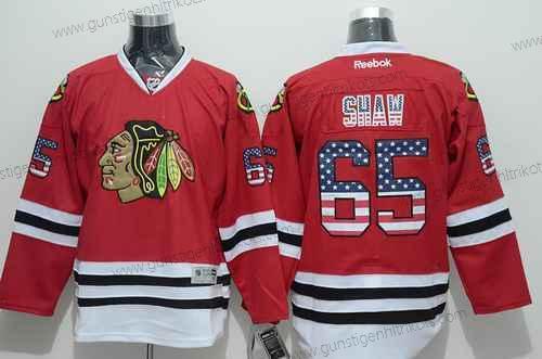 Herren Chicago Blackhawks #65 Andrew Shaw USA Flag Trikots – Rot