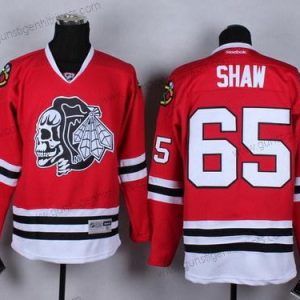 Herren Chicago Blackhawks #65 Andrew Shaw With Skulls Trikots – Rot Schwarz