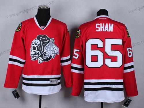 Herren Chicago Blackhawks #65 Andrew Shaw With Skulls Trikots – Rot Schwarz