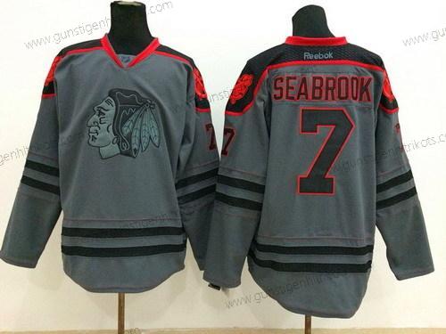 Herren Chicago Blackhawks #7 Brent Seabrook Charcoal Trikots – Grau