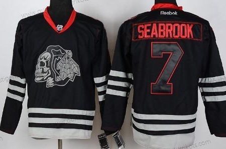 Herren Chicago Blackhawks #7 Brent Seabrook Ice Skulls Trikots – Schwarz